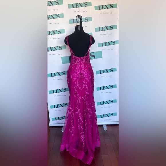 Fuchsia lace embroidered gown - Picture 2 of 6